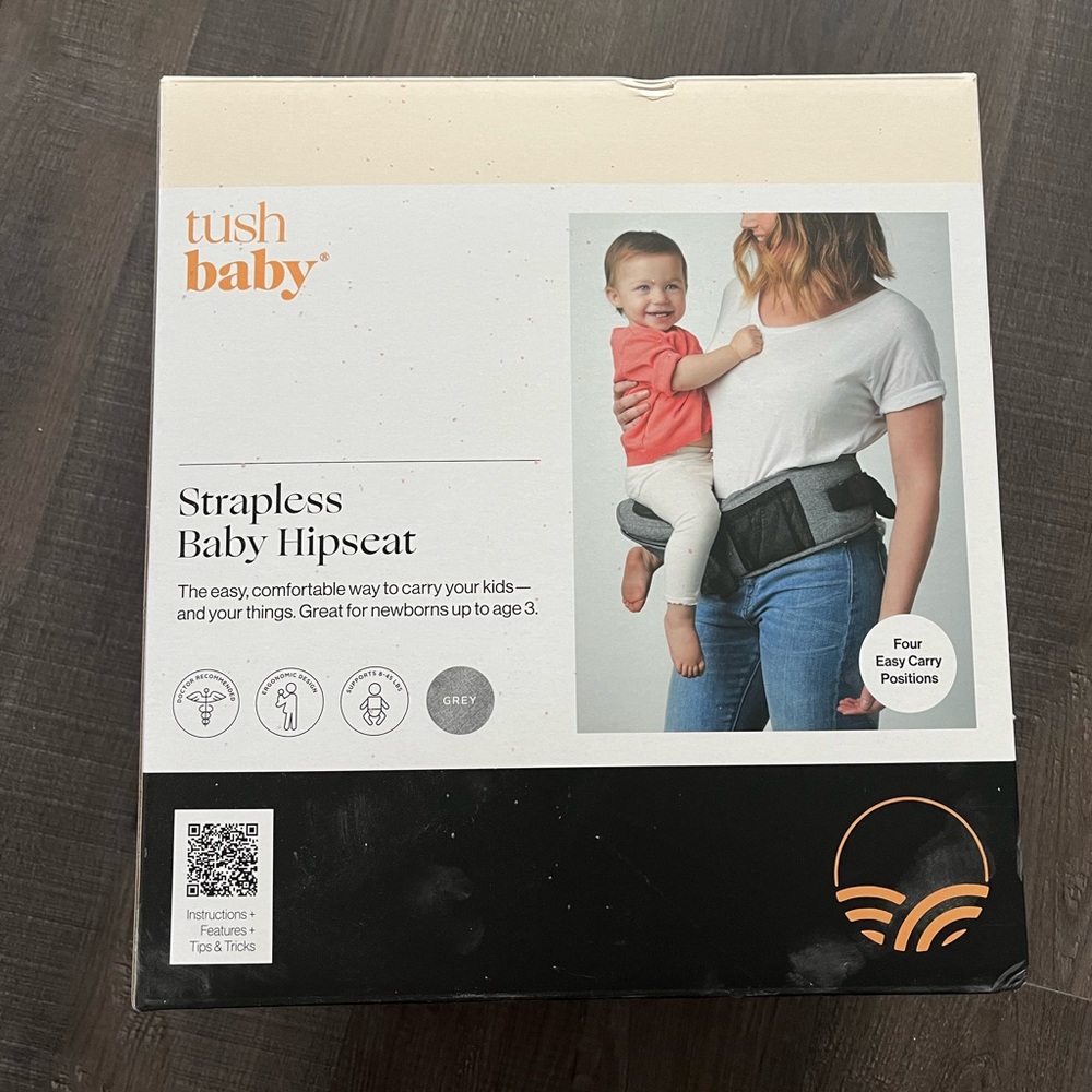 TushBaby Strapless Baby Hipseat - Gray